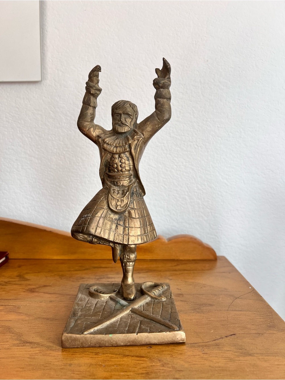 Vintage‎ Solid British Brass Scottish Highland Sword Dancer Figurine NVB Rare